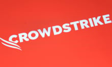 crowstrike logo over orange background