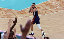 Stephen Curry #4 of Team United States reacts after a three-point basket during the Men's Gold Medal