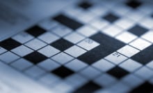 Closeup view of crossword puzzle clues