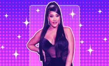 Natalie Nunn superimposed on a pink sparkly background