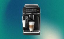 Philips coffee machine on green background