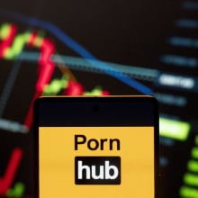 Pornhub logo seen displayed on a smartphone