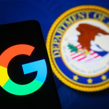 Google and DOJ logos