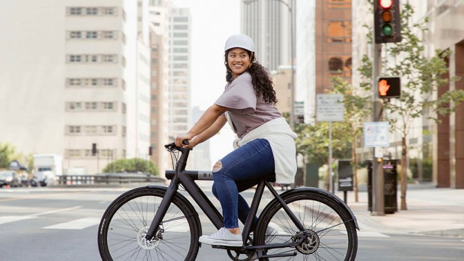 woman riding an ebike