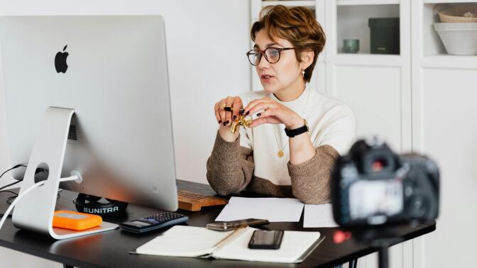 Woman looking at screen