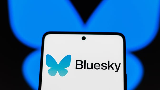 Bluesky logo on smartphone