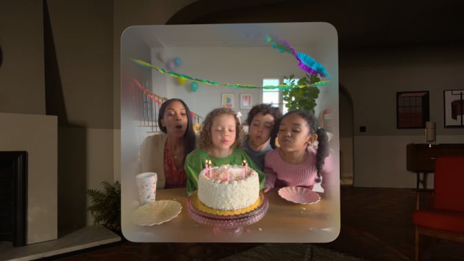 Apple Spatial Photos showing a birthday image.