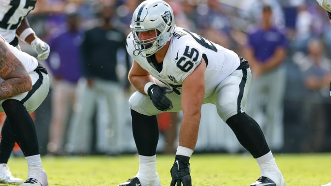 Cody Whitehair of the Las Vegas Raiders lines up