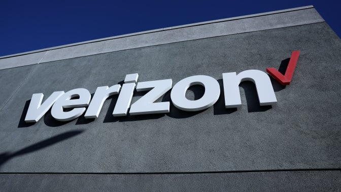 A sign is posted on the exterior of a Verizon store on September 30, 2024 in Daly City, California