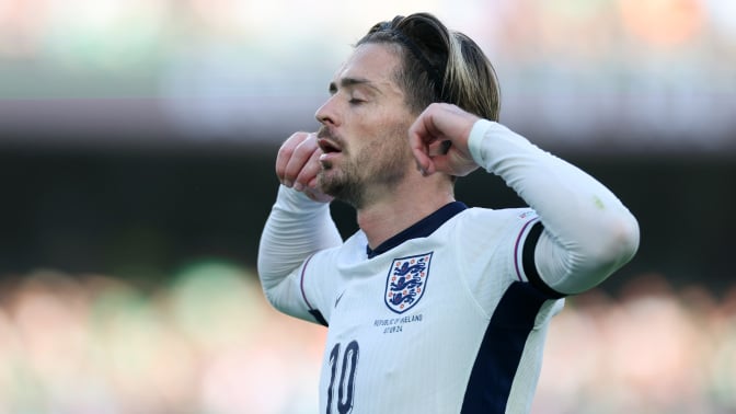 Jack Grealish of England celebrates scoring