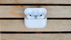 usb-c airpods pro on wood boards