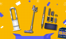 dyson products against a yellow background 