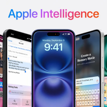 Apple Intelligence above the iPhone 16