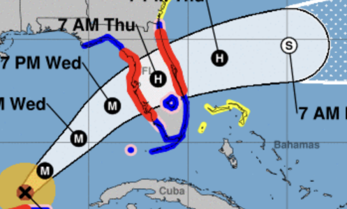 Hurricane Milton's storm track, as forecast on Oct. 8, 2024.