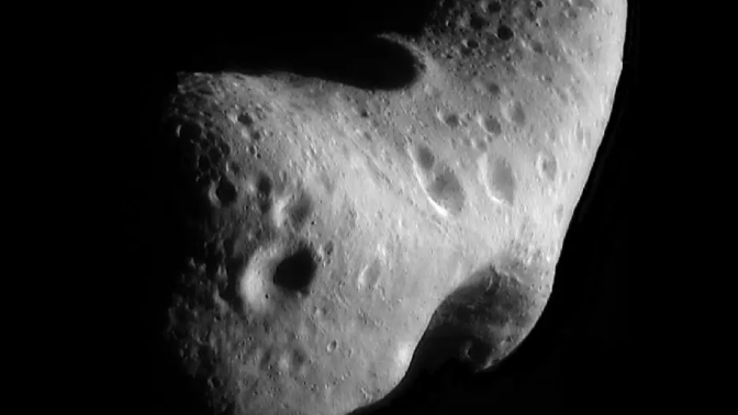 The imposing asteroid Eros, captured by NASA’s Near Earth Asteroid Rendezvous mission in 2000.